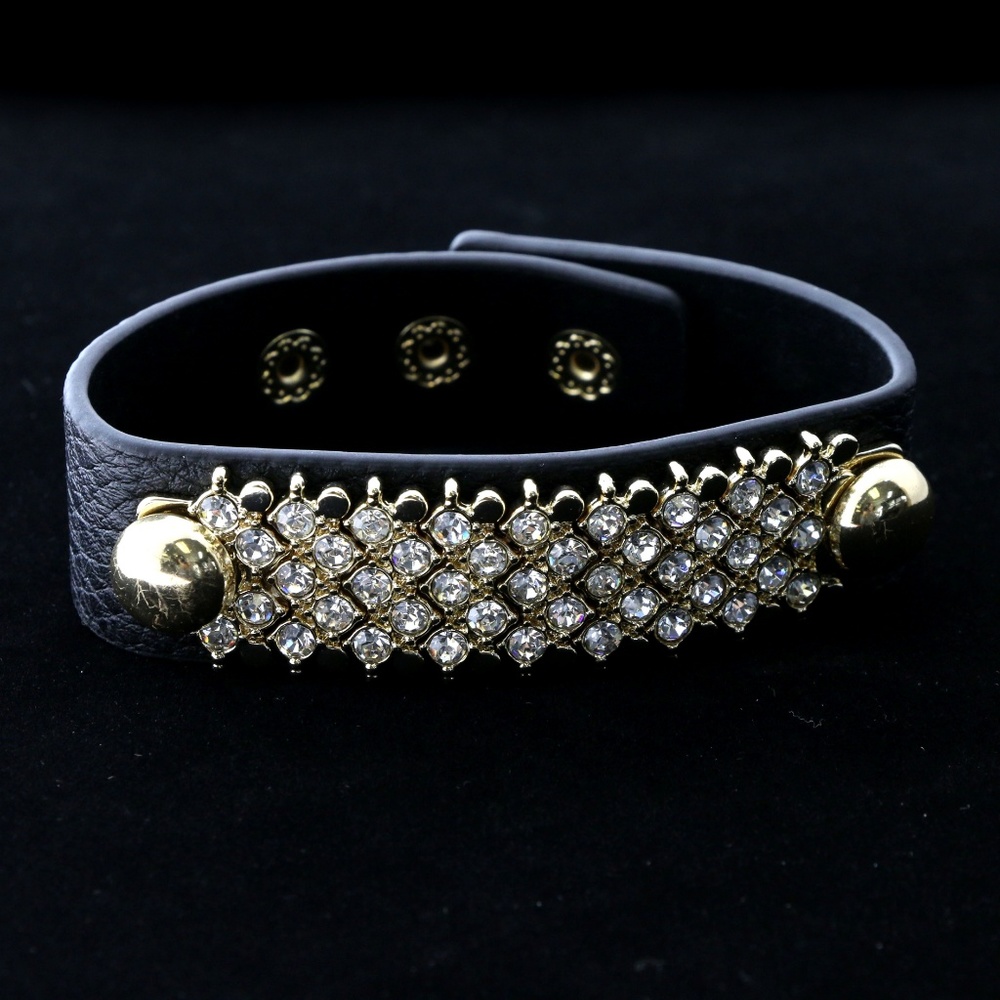 Express Cuff-Bracelet Black/Crystal NWT - Picture 5 of 5